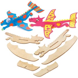 Baker Ross Dragon Wooden Gliders - Pack of 8, Chinese New Year Craft Kit, Crafts for Kids (FE239)