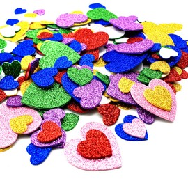 240 Pcs Glitter Heart Stickers Valentines Day Decorations Self Adhesive Heart Shape Glitter Foam Sticker for Kid's Arts Craft Supplies Greeting Cards Home Decoration Mother's Day Cards