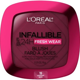 L'Oreal Paris Infalible hasta 24H Fresh Wear Rubor mate suave, mezclable, maquillaje de mejillas duradero e impermeable, Legendary Berry 15, 0.31 Oz