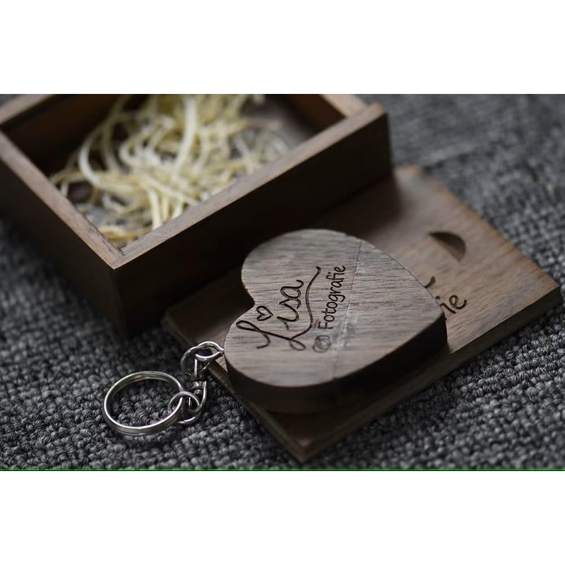 Genérico Unidad Flash USB de corazón de Madera de 64GB