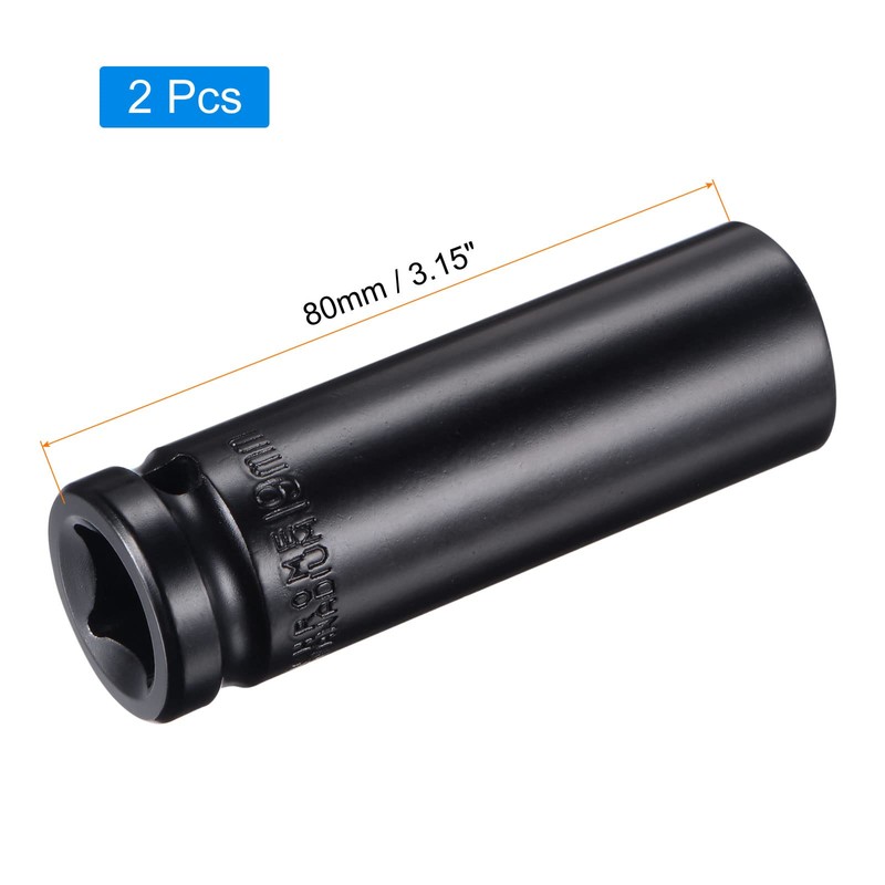 sourcing map 1/2" Drive by 19mm Deep Impact Socket, Heat-Treated
