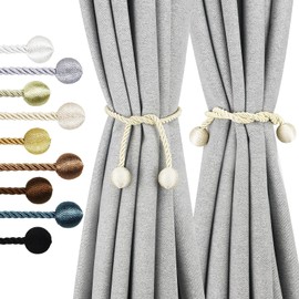 Nieffeiy Curtain Tiebacks Outdoor Elegant Decorative Tie Backs Modern Rope Tiebacks for Drapes Window Curtain Holdbacks for Draperies (Beige, 2)