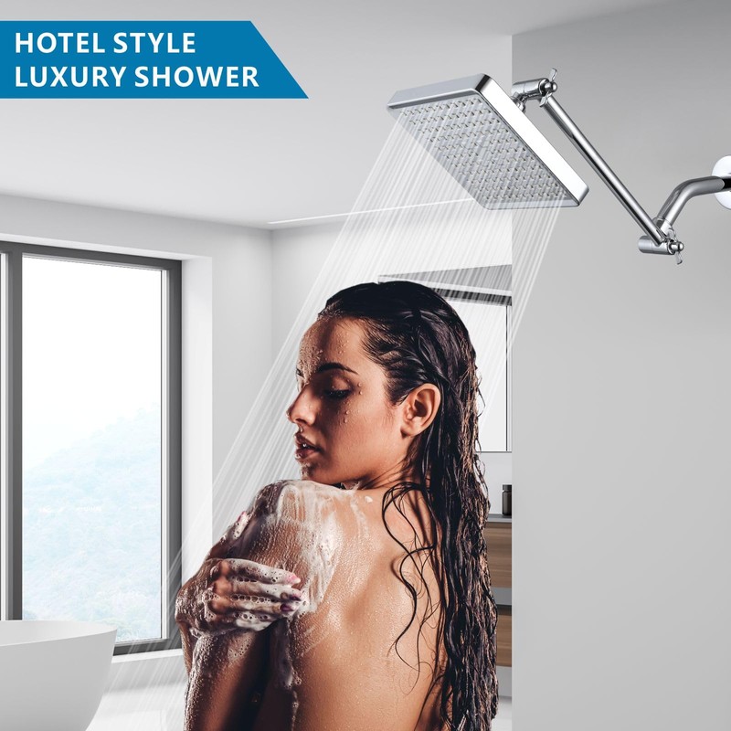 Nuodan High Pressure Rain Shower Head with 11'' Extension Arm