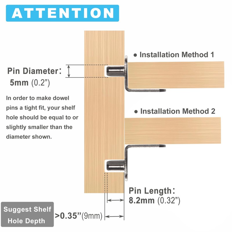 SDTWZW 5mm Shelf Pegs L-Shaped Cabinet Support Pins Bracket Style