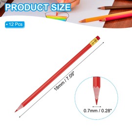 PATIKIL Erasable Colored Pencils, 12 Pcs Oil Color Pencils with Erasers Hexagonal Rod Wooden Colored Pencils for Tests Marking Grading Art Painting, Red