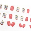 24Pcs Red Press on Nails Square Fake Nails with Cute