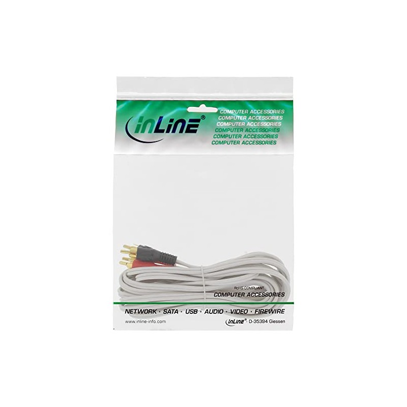 InLine® Cinch Cable 2 x Cinch Male/Male/White/PC