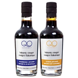 QO Gourmet Flavored Aged Italian Balsamic Vinegar of Modena Sampler Gift Set of 2 (Blueberry / Citrus) Crafted in Modena