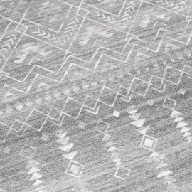 ReaLife Machine Washable Area Rug Runner - Living Room Bedroom Bathroom Kitchen Entryway Office - Padded Low Pile Stain Resistant Premium - Geometric Moroccan Tribal - Beau - Gray 2'6" x 8'