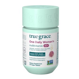 True Grace True Grace One Daily Women's Multivitamin 40+ Fermented Minerals, Organic Adaptogens & Mushrooms Energy, Immune, Bone Support - Non-GMO - Iron, Gluten & Soy Free - 30 Vegan Tablets