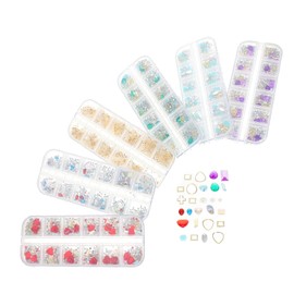 Hohopeti Mixed Style Rhinestone Manicure for Nail Art Decoration Includes Glass and Rivets for Nail Design for Salon Home Use