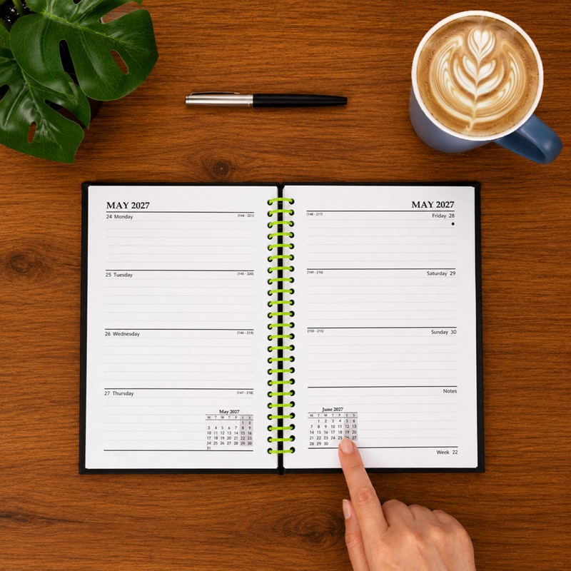 Evelay 2027 A5 Week to View Diary, Hardback Planner, Plastic