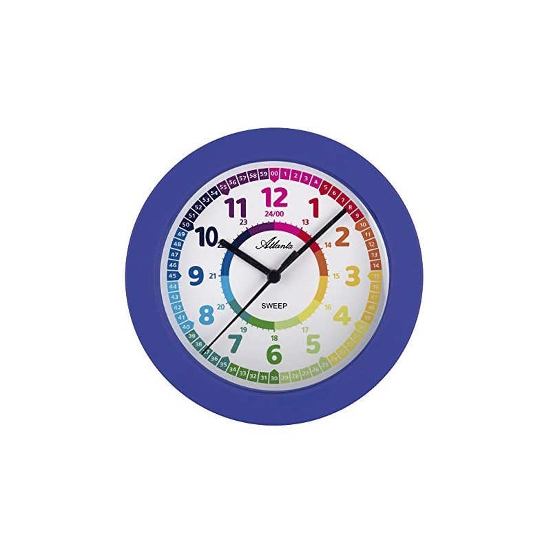 Atlanta 4483-5 Children's Wall Clock without Ticking for Boys Blue