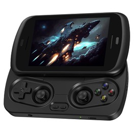RG Slide Handheld Game Console RG Slide 4.7-inch LTPS In-Cell Screen No Card Retro Game Console Unisoc T820 Portable Arcade Video Gaming Console Support AI WiFi Bluetooth HD and TV Output Black
