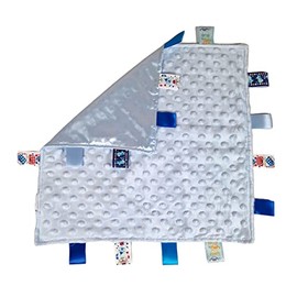 Royal Icon Baby Comforters tag blanket â Ultra Soft and Unique Design Taggies for Babies â Hypoallergenic Baby Taggy Blanket for Newborn Toddlers Boys and Girls 35x35 Cm (Blue - Ri15)