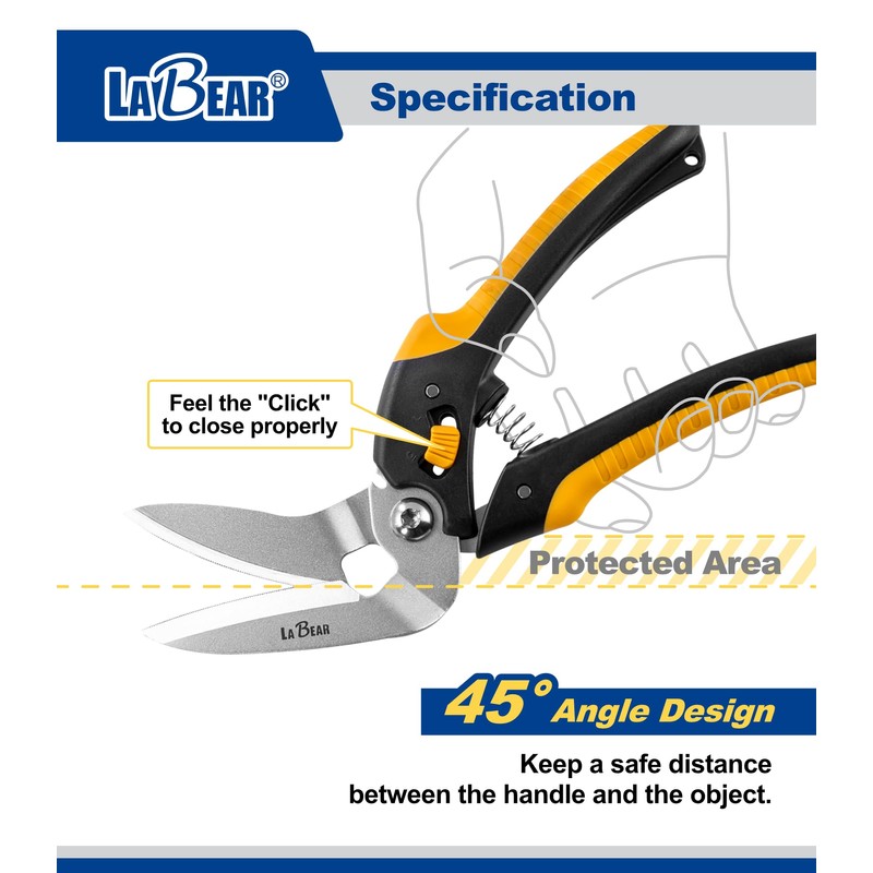 LABEAR-8.5" Heavy Duty Scissors, Carpet Cutter, Industrial Scissors, Multipurpose, Scissors