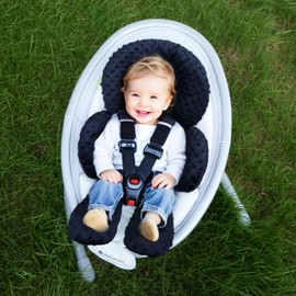 Pro Goleem Infant Car Seat Insert, Baby Head Neck Body Support, Soft Minky Newborn Car Seat Insert, 2-in-1 Reversible, Boys and Girls, Black