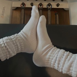 Fszsaa 3Pairs Pilates Socks with Grips Non Slip Yoga Hospital Tube Athletic Crew Socks for Women