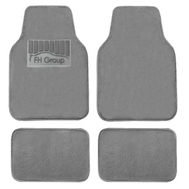 FH Group Universal Fit Full Set Doe16 Faux Rabbit Fur Automotive Floor Mats fits most Cars, SUVs, Trucks and Vans Gray