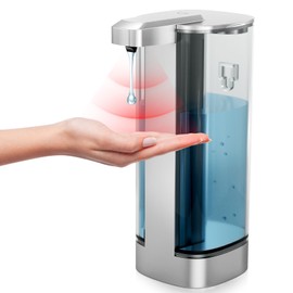 Automatic Liquid Soap Dispenser, 17oz, Touchless, Hands-Free Soap Dispenser, 4 Adjustable Volumes, Waterproof Motion Sensor, for Kitchen, Bathroom (Silver)