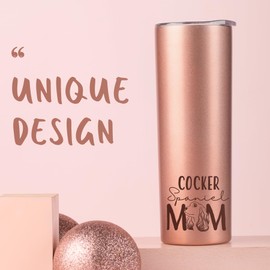 Onebttl Dog Mom Gifts, Dog Lover Gifts for Women, Best Dog Mom Ever, 20 oz Rose Gold Insulated Tumbler - Cocker Spaniel Mom