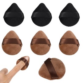 Mabor 6Pcs Mini Powder Puff, Velvet Finger Loose Powder Puffs, Reusable Makeup Puff for Rouge/Highlight/Shadow, Black & Brown