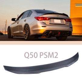 For Infiniti Q50 Q50S Q50L PSM2 Style Carbon Fiber Rear Spoiler Trunk Wing 2013-2023Size: 0, Color: Black