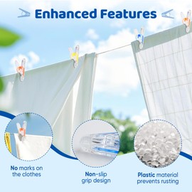 Plastic Clothes Pins, Colorful Laundry Clothespins Heavy Duty Chip Clips 24 Pack Food Clips Bag Clips Drying Clothesline Pegs Small Colored Clothes Pins for Outdoor Clothes Photo Kitchen Food Crafts