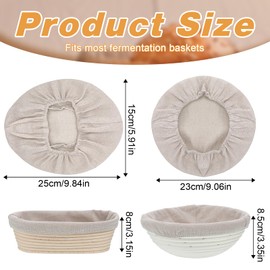 Larrel Set of 4 Covers for Proofing Basket, Linen Bread Bag Covers, Reusable 23/25 cm Proofing Foil for Bread for Covering Round/Oval Proofing Baskets, Proofing Film, Bread Baking Accessories