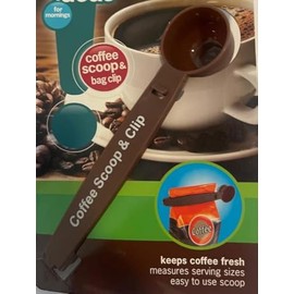 Coffee Scoop & Bag Clip, 2 in 1 design, scoop measures coffee and clip seals the bag, keeps coffee fresh longer