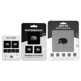 KUVRD Waterbear - Universal Screen Cleaners - Teeny Tiny Cleaning Tools for Your Lenses & Screens, Family Pack (1 Patch Set, 1 Pad Set, 1 Phat Pack Set)