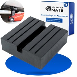 Universal rubber pad for car jacks and lifting platforms, for all car bodywork types up to 3.5 T, for trolley jacks, with V-groove and non-slip surface