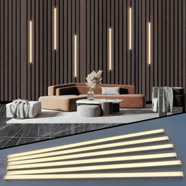 HAMRVL LED Recessed Lighting Kit,Self-Adhesive Wall Panel Lights with Touch Switch&Power, 6pcs DC12V 3000k White LED Light for Wood Slat Wall Panels,Headboards,Stairs,Home Decor,Under Cabinet Lighting