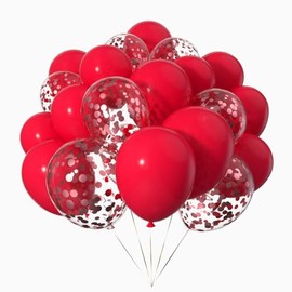 50pcs 12 inch Red Confetti Balloons Helium Latex Balloons for Parties Decoration