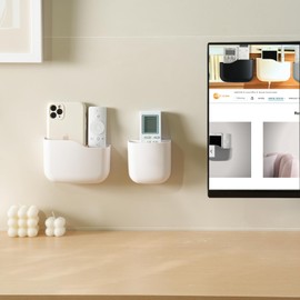 Remote Holder Wall Mount TV FAN Remote Control Holder Bedside Caddy Wall Organizer Phone Holder for Office Adhesive Media Player Controller Holder Box Tray Home Desk Nightstand White 1Big 2Small