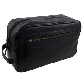 Oakridge Leather Mens Washbag - Black