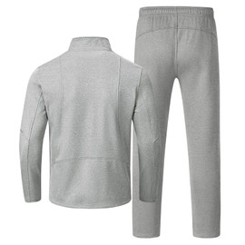 Rdruko Men's Fleece Lined Sweatsuits 2 Piece Set Full Zip Winter Athletic Running Sports Track Sweat Suits,Lgiht Grey,XL