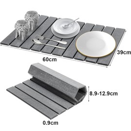 HHWRT Stone Drying Mat Kitchen, Environmentally Friendly Diatomite Mat, Foldable and Super Absorbent Dish Drying Stone Mat, Diatomaceous Earth Water Absorbing Mat, Heat-Resistant Mat