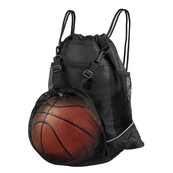 Rhitchy Sac de sport avec cordon de serrage, sac à dos de sport de grande capacité, sac de gym réglable, sac de football avec sac en maille à billes, sac à dos de basket-ball pour adolescents,