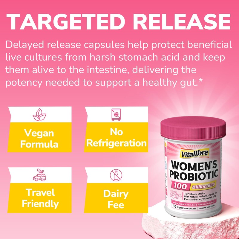 Vitalibre Probiotics for Women 100 Billion CFU 15 Strains, Daily