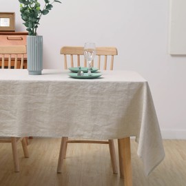 CHUFFED 100% Linen Tablecloth, Rectangular Tablecloth, High-Quality Linen Fabric Tablecloth for Kitchen Table and Dining Table, Natural Elegance for Your Home (Natural, 140 × 250 cm)