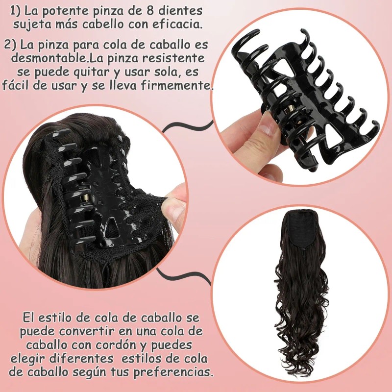 Extensiones Cabello Natural Clip Ondulado Coleta De Cabello