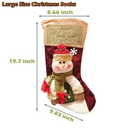 Christmas Stocking, Christmas Stockings Large Santa Snowman Reindeer Xmas Stocking Fireplace Hanging Stockings for Christmas Decoration (White Snowman)