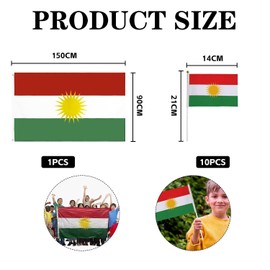 1 Piece Of Kurleistan Flag, 10 Pieces Of Mini Hand-Waving Flags, Large National Flag, Flag Pole With Holes, Fan Party Decoration Bunting, Cheering Flag