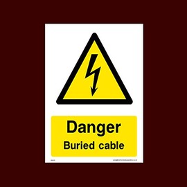 Danger Buried Cable Plastic Sign (WEH51) - Electric Hazard, Voltage, Danger of Death, Cables, Wires, Electric Fence