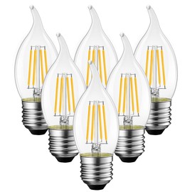 ANWIO Flame Tip LED Filament Bulb Candelabra E26 Base, Dimmable 4.5W (60W Equivalent) B11 Chandelier Candle Light Bulb，2700K Warm White 6-Pack