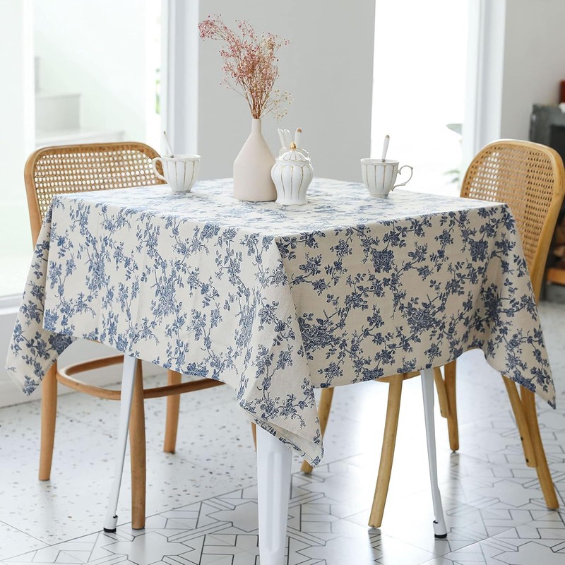 Aeici Cotton Tablecloth 140 x180 Linen Tablecloths Rectangular Farmhouse Table