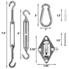 YOFIT Shade Sail Hardware Kit 5 inch for Triangle Rectangle Sun Shade Sail Installation, 304 Grade Stainless for Garden Outdoors, 80 Pcs