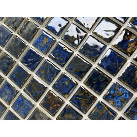 Storm Blue 1 inch Square Wavy 1x1 Floor Wall Porcelain Mosaic Pool Tile Backsplash for Kitchen, Bathroom Shower, Accent Decor (1 Sheet)