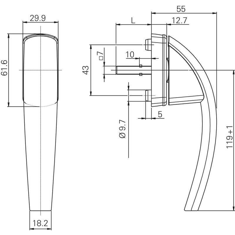 Window Handle Roto Swing Traffic White with Screws Square Pin